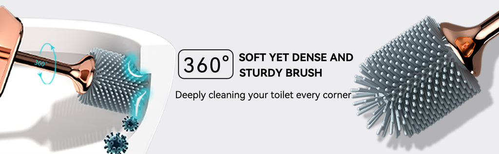 Aokala Toilet Brush and Holder, Elegant Silicone Toilet Bowl Brush Set with Ergonomic Long Handle, Modern Bathroom Decor Cleaning Accessories, Durable, Deep Cleaning Christmas gifts/Halloween gifts! - Black & White