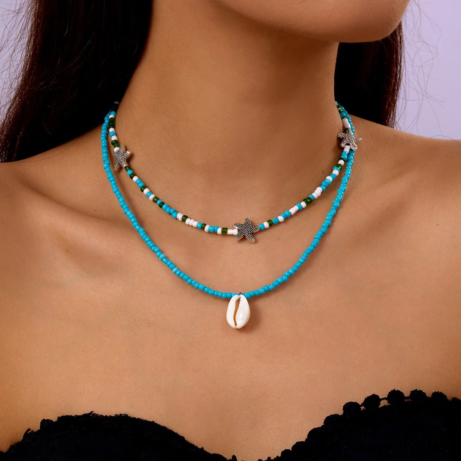 New Beach Style Seashell Necklace Beaded Choker Necklaces for Women Handmade Starfish Pendant Fashion Ocean Jewelry Чокер