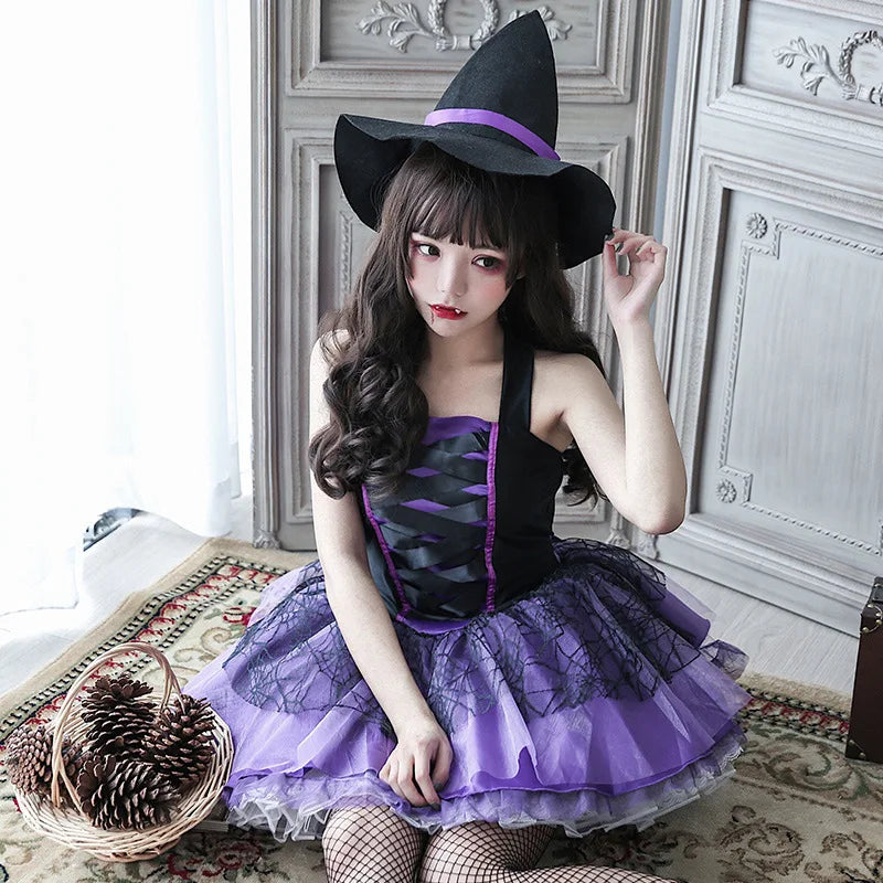Halloween Costume For Women Witch Cosplay Anime Vampire Makeup Ball Hats Skirts Stockings Adult Witch Costume Adult Cosplay