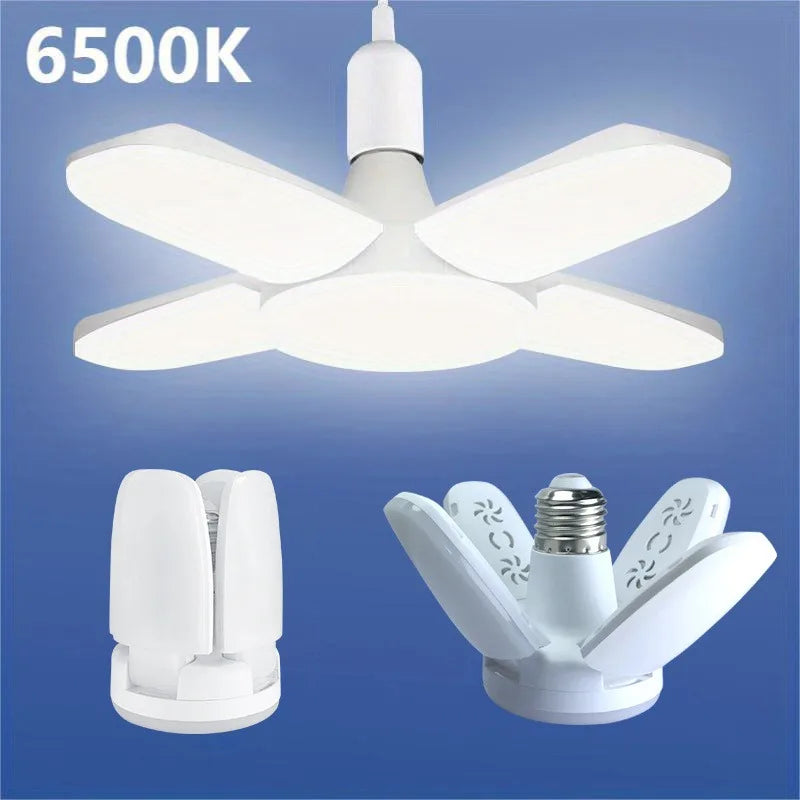 E27 Fan Shape Foldable 28W LED Bulb AC220V/110V Deformation for Home Ceiling Lights Warehouse and Garage White Light 6500K Bulb