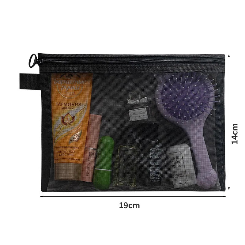1/3pcs Mesh Clear Cosmetic Bags Small Large Black Makeup Bag Portable Travel Toiletry Organizer Case Lipstick Storage Pouch