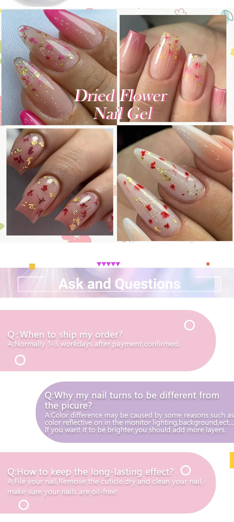 LILYCUTE 8ml Pink Dried Flower Gel Nail Polish Natural Flower Fairy Nail Art Gel Soak Off UV LED Painting Varnish For Nails DIY