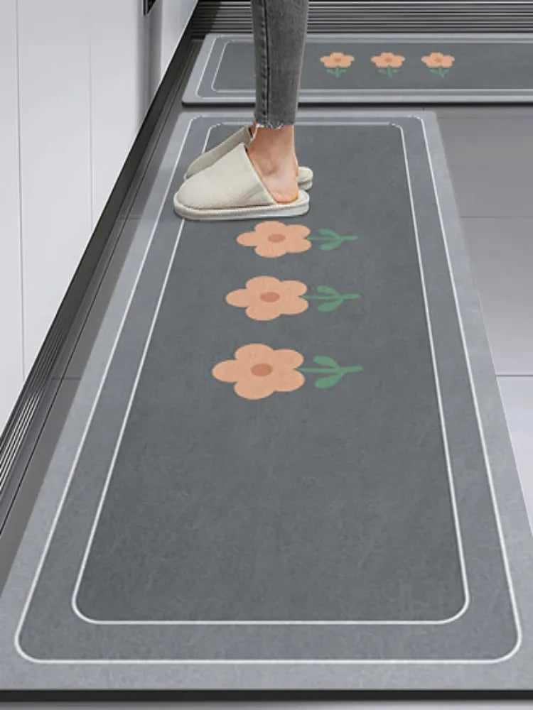 VIKAMA Kitchen Long Rug Diatomite Mat Super-Absorbent Kitchen Floor Mat Anti-Slip Bathroom Foot Pad Room Door Mat