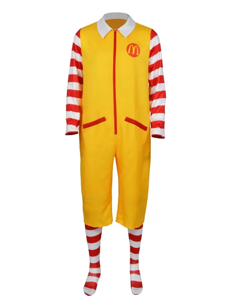 Halloween  Costume de Cosplay pour hommes, combinaisons + chaussettes, Costume pour Ronald McDonald, fête adulte