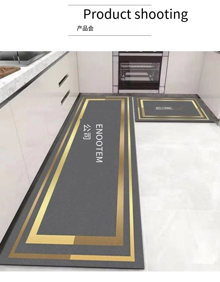 VIKAMA Crystal Velvet Minimalist Kitchen Floor Mat Absorbent Dirt Resistant Long Strip Mat Household Entrance Door Foot Mat