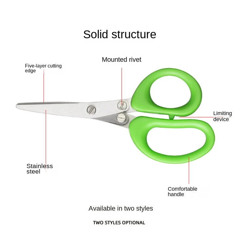 3/5 Layers Multi-functional Stainless Steel Kitchen Knives Scissors shallot Sushi Shredded Scallion Cut Herb Spices Scissors