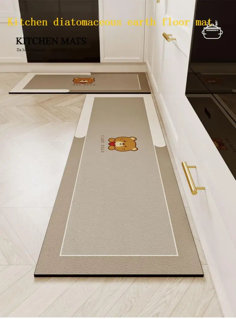 VIKAMA Kitchen Long Rug Diatomite Mat Super-Absorbent Kitchen Floor Mat Anti-Slip Bathroom Foot Pad Room Door Mat