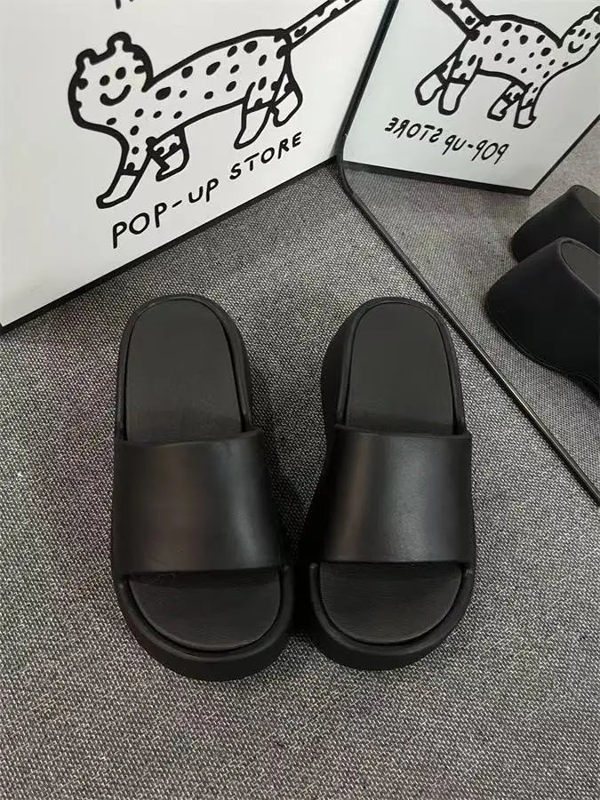 2025 New 8cm High Platform Slipper Woman White Chunky Slides Shoes For Summer Women's Height Increase Elevator Slipper
