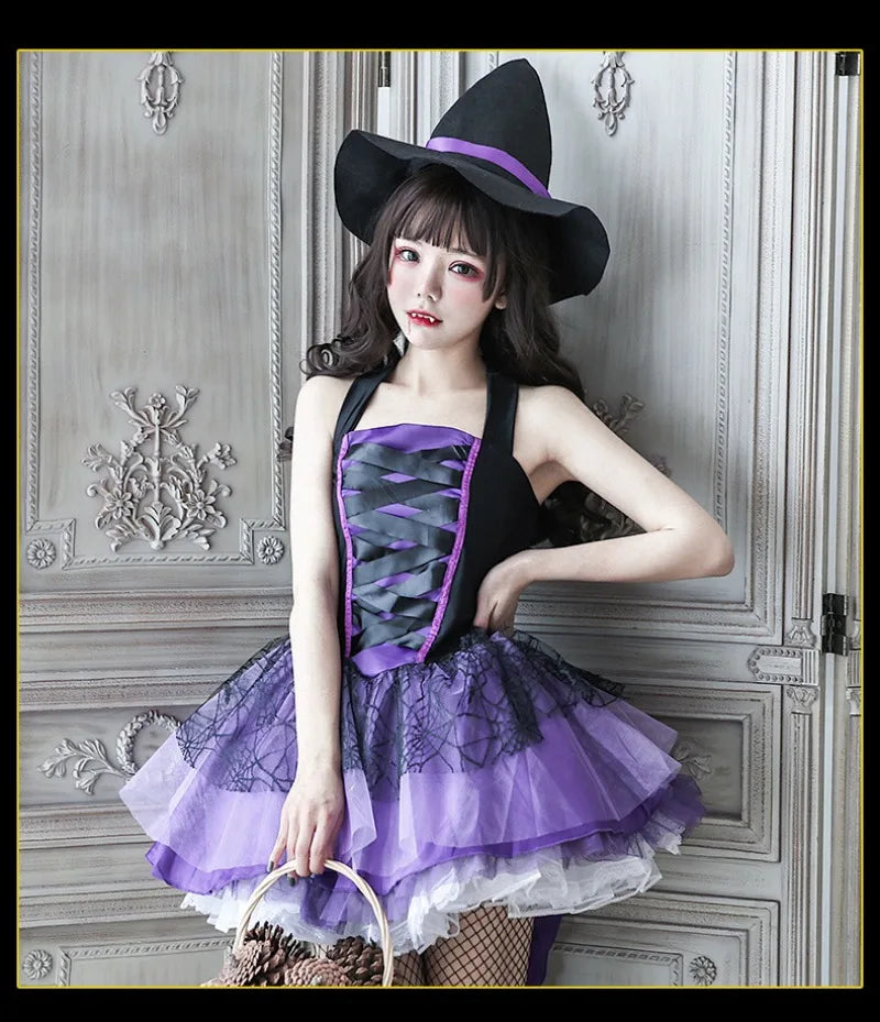 Halloween Costume For Women Witch Cosplay Anime Vampire Makeup Ball Hats Skirts Stockings Adult Witch Costume Adult Cosplay