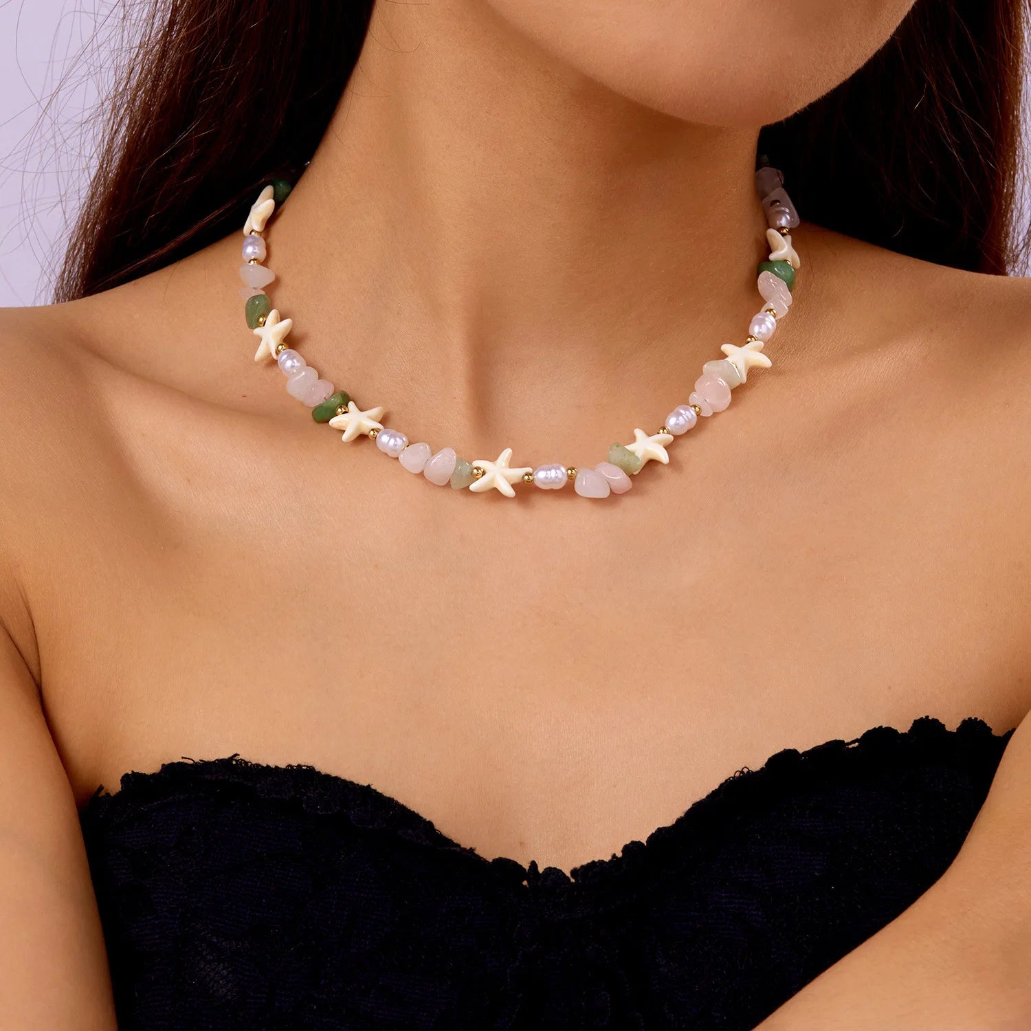 New Beach Style Seashell Necklace Beaded Choker Necklaces for Women Handmade Starfish Pendant Fashion Ocean Jewelry Чокер
