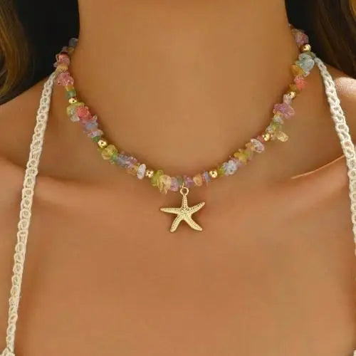New Beach Style Seashell Necklace Beaded Choker Necklaces for Women Handmade Starfish Pendant Fashion Ocean Jewelry Чокер