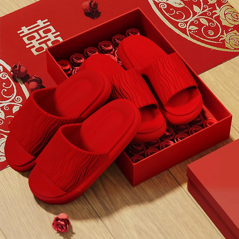 Soft Bottom Eva Cloud Slippers Women Red Thick Platform Pillow Slides Woman 2025 Summer Non Slip Beach Sandals Couple Flip Flops