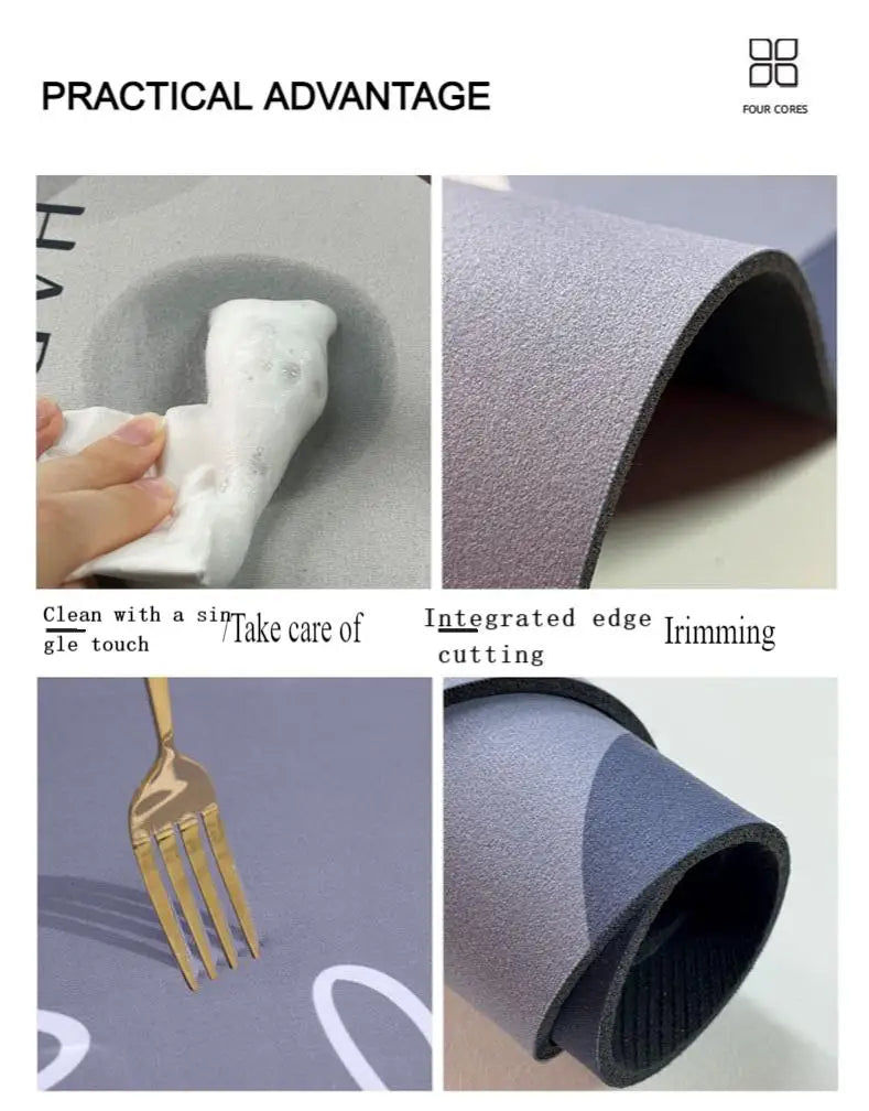 VIKAMA Kitchen Long Rug Diatomite Mat Super-Absorbent Kitchen Floor Mat Anti-Slip Bathroom Foot Pad Room Door Mat