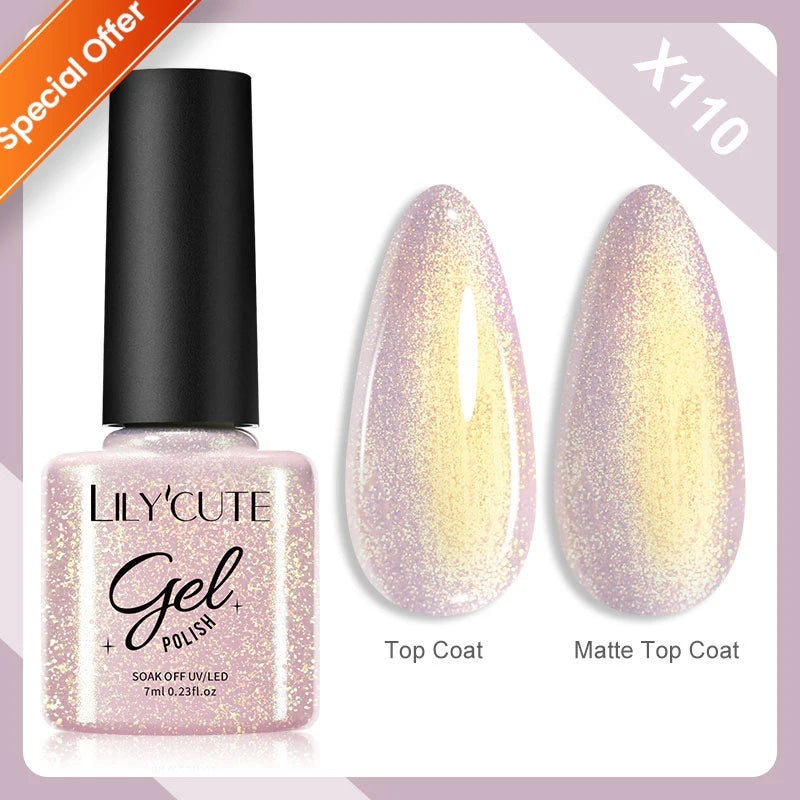 LILYCUTE 184 Colors 7ML Nail Gel Polish Semi-Permanent Glitter Soak Off Base Top Coat UV LED Nail Gel Varnish Nail Art Manicure