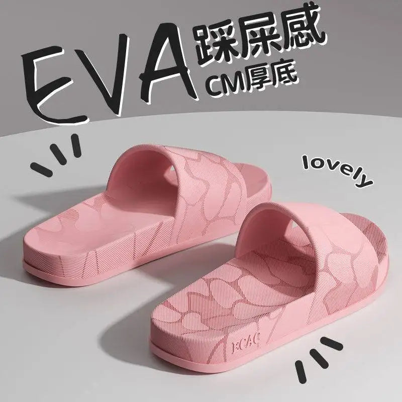 Women's Home Slippers Light Weight Simple Wear-Resistant Indoor/Outdoor Shoes EVA Non-Slip Summer Pink Open-toe Slippers