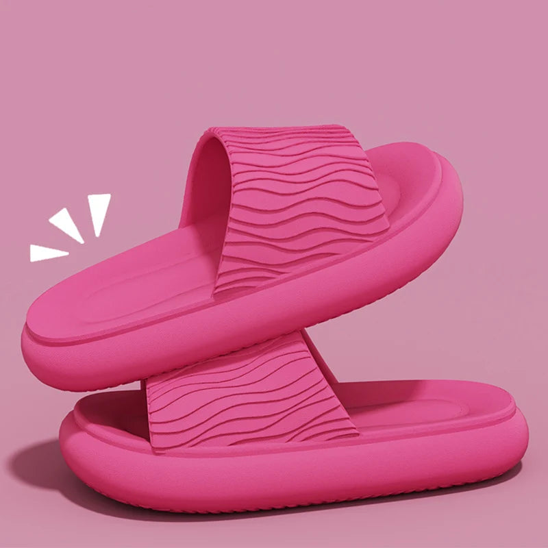 Soft Bottom Eva Cloud Slippers Women Red Thick Platform Pillow Slides Woman 2025 Summer Non Slip Beach Sandals Couple Flip Flops