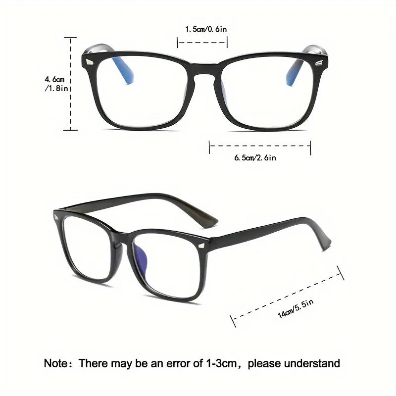3pcs Lightweight PC Frames Minimalist Square Clear Lens Glasses - Blue Light Blocking, Full Frame, for Everyday & Casual Wear