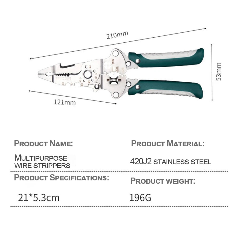1Pcs Multifunctional Foldable Wire Stripper Crimper Cable Cutter Pliers Electrician Cable Cutting Wiring Pulling Stripping Tools