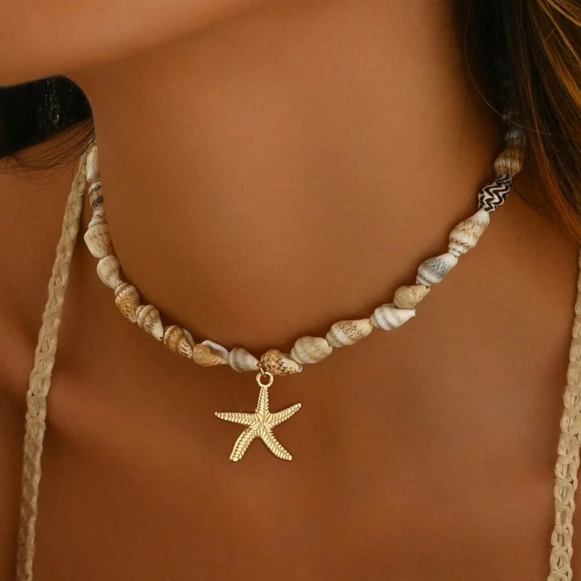New Beach Style Seashell Necklace Beaded Choker Necklaces for Women Handmade Starfish Pendant Fashion Ocean Jewelry Чокер