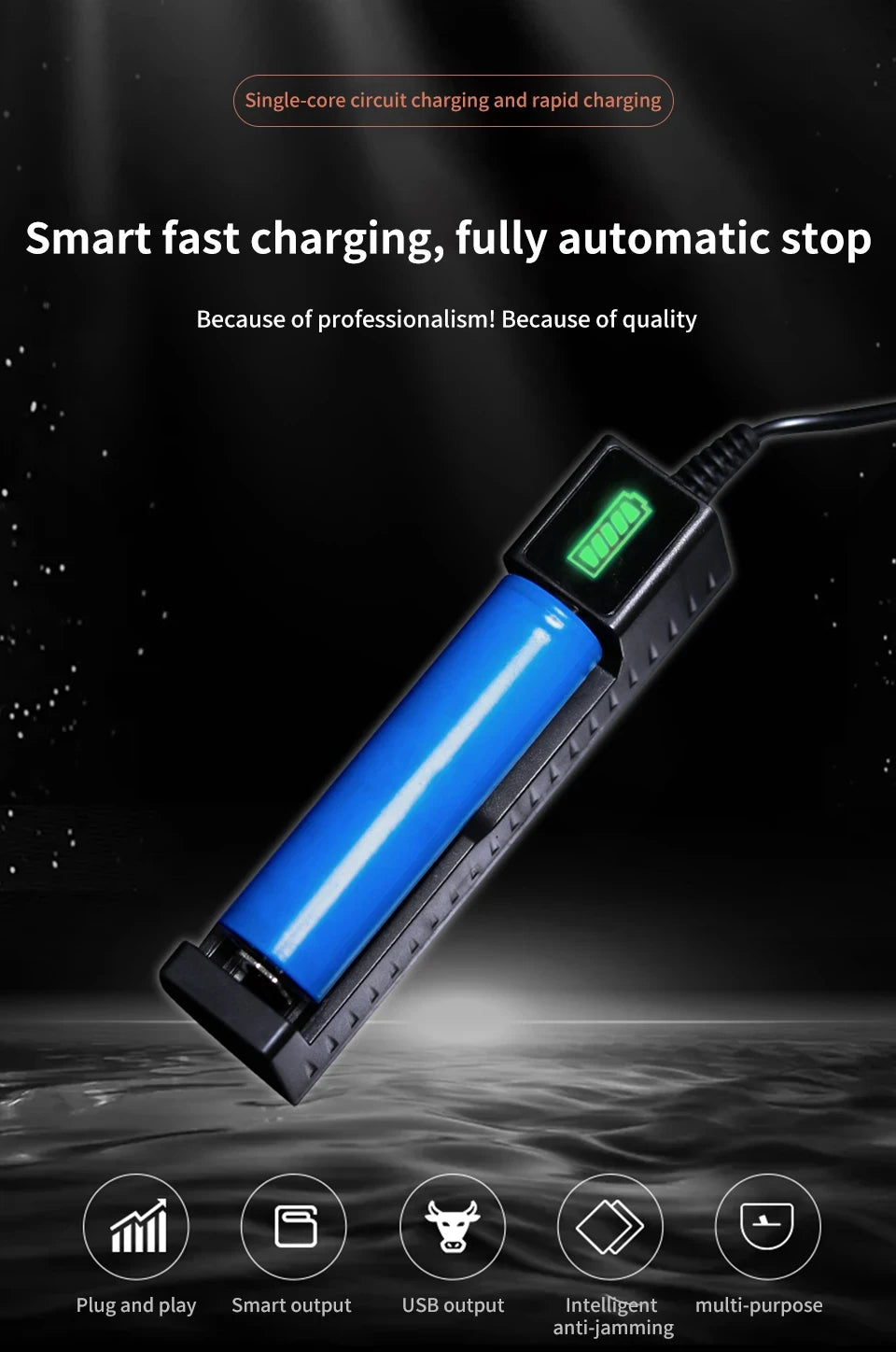 18650 Battery Charger 1/2/4 Slots Dual 18650 Charging 3.7V  Rechargeable Lithium Battery USB Charger For 16340 14500 18650