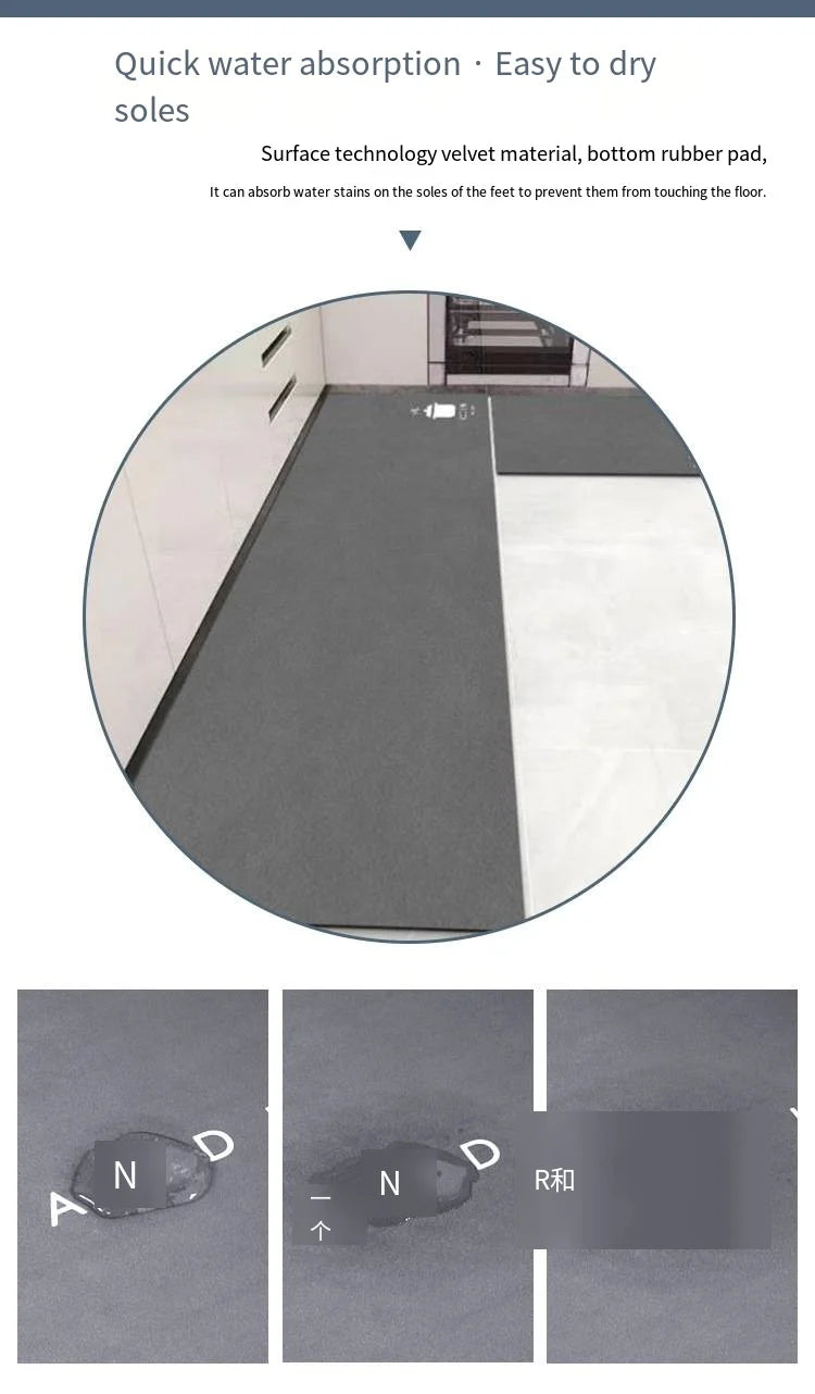 VIKAMA Crystal Velvet Minimalist Kitchen Floor Mat Absorbent Dirt Resistant Long Strip Mat Household Entrance Door Foot Mat