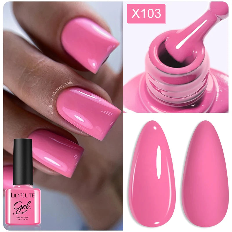 LILYCUTE 8ml Pink Dried Flower Gel Nail Polish Natural Flower Fairy Nail Art Gel Soak Off UV LED Painting Varnish For Nails DIY