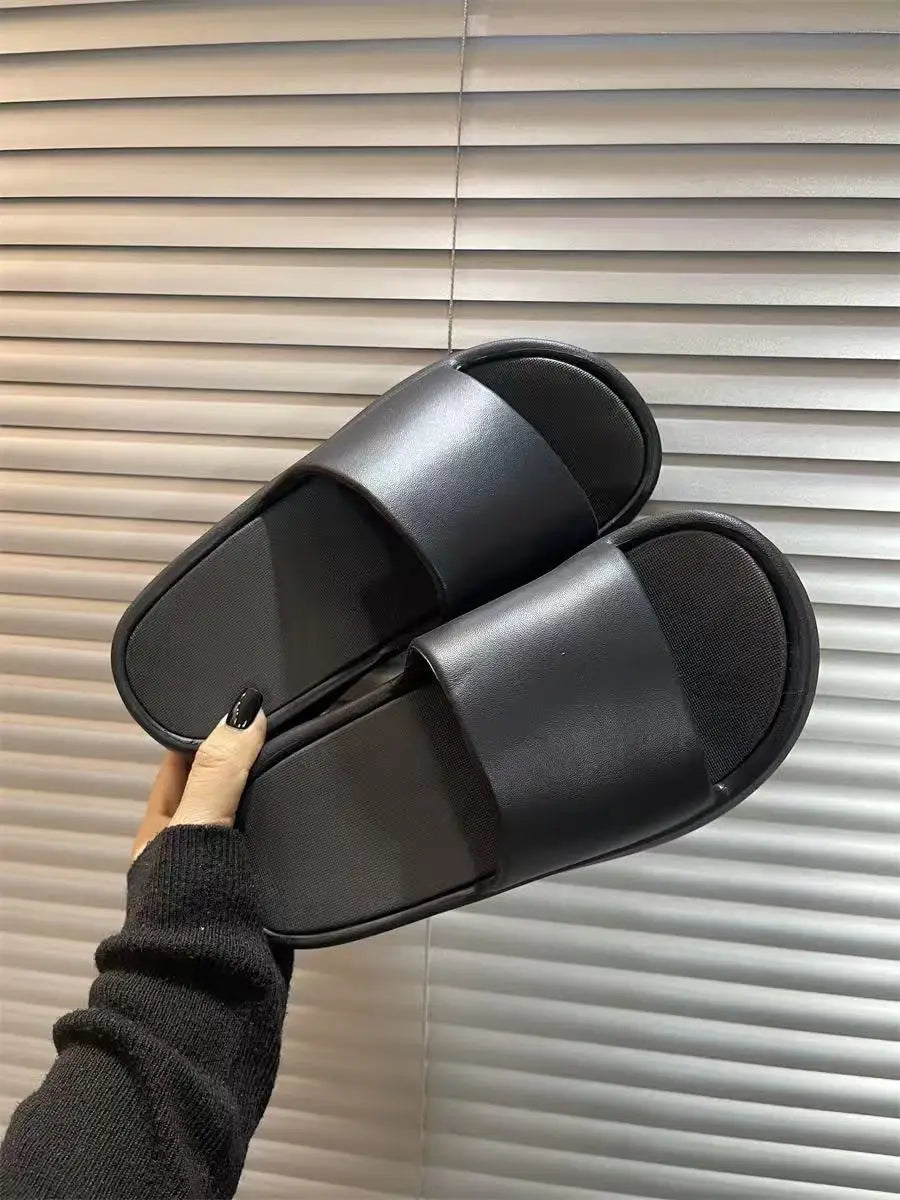 2025 New 8cm High Platform Slipper Woman White Chunky Slides Shoes For Summer Women's Height Increase Elevator Slipper