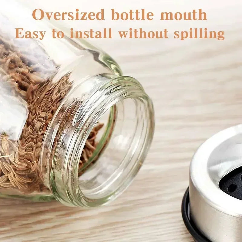 NEW Single Bottle Glass Jar and Spice Jar Set Rack Glass Seasoning Sugar Pepper Bottles Salt Shakers Holder Kitchen Storage Rack