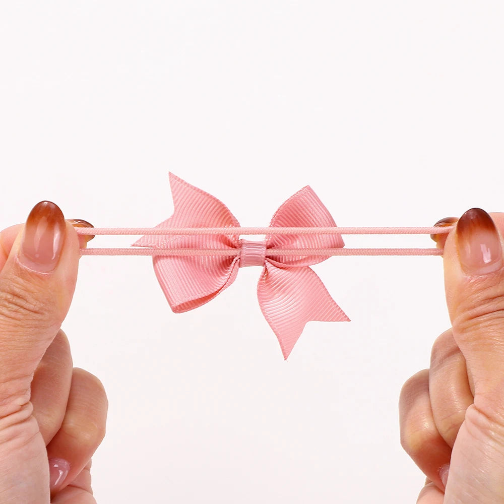 BABY BOWS 10Pcs/lot Girls Ribbon Hair Bows Rubber Band Kids Lovely Cheer Bowknot Hairband Boutique Children Headband Hairwear