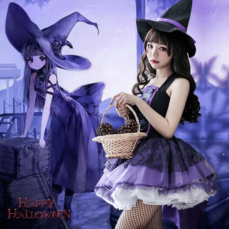 Halloween Costume For Women Witch Cosplay Anime Vampire Makeup Ball Hats Skirts Stockings Adult Witch Costume Adult Cosplay