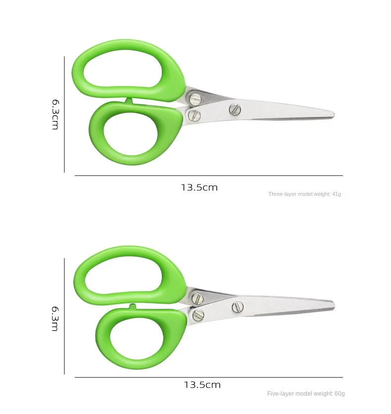 3/5 Layers Multi-functional Stainless Steel Kitchen Knives Scissors shallot Sushi Shredded Scallion Cut Herb Spices Scissors