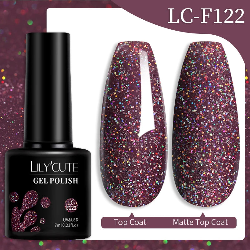 LILYCUTE 184 Colors 7ML Nail Gel Polish Semi-Permanent Glitter Soak Off Base Top Coat UV LED Nail Gel Varnish Nail Art Manicure