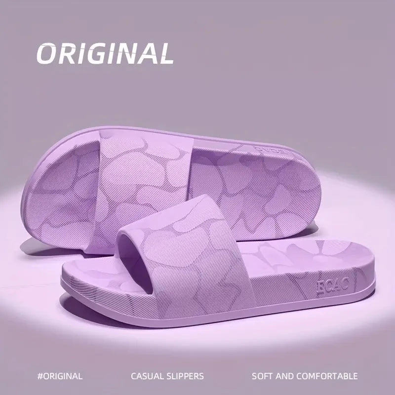 Women's Home Slippers Light Weight Simple Wear-Resistant Indoor/Outdoor Shoes EVA Non-Slip Summer Pink Open-toe Slippers