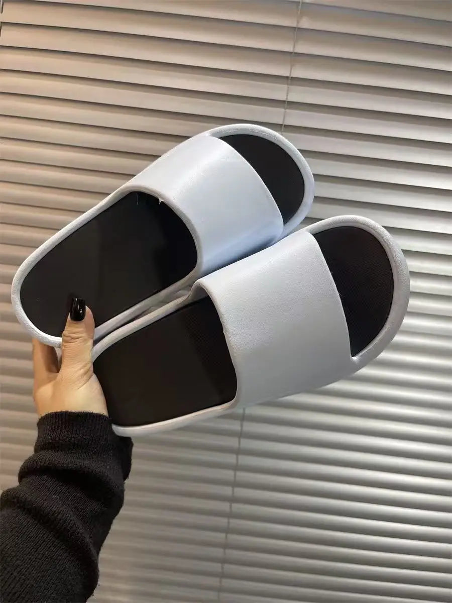 2025 New 8cm High Platform Slipper Woman White Chunky Slides Shoes For Summer Women's Height Increase Elevator Slipper