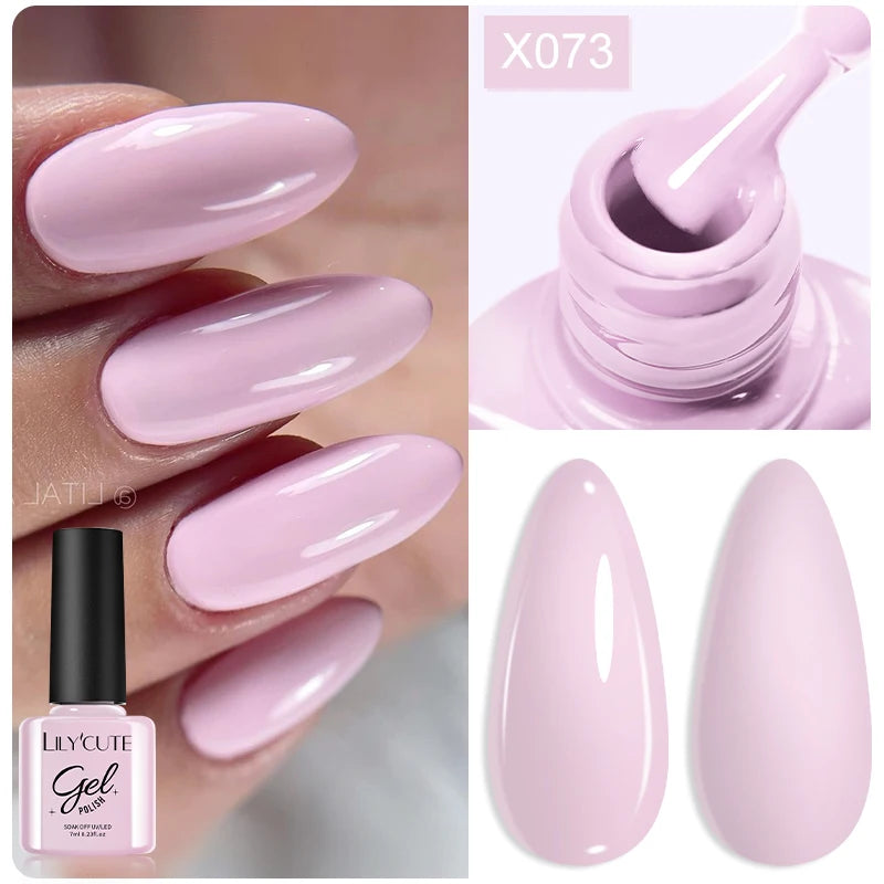 LILYCUTE 8ml Pink Dried Flower Gel Nail Polish Natural Flower Fairy Nail Art Gel Soak Off UV LED Painting Varnish For Nails DIY