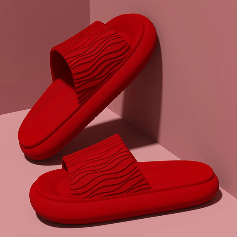 Soft Bottom Eva Cloud Slippers Women Red Thick Platform Pillow Slides Woman 2025 Summer Non Slip Beach Sandals Couple Flip Flops