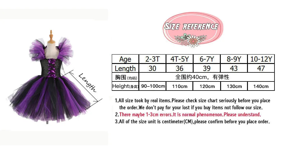 Halloween Costume for Kids Girls Witch Cosplay Tutu Knee Dress with Hat Broom Children Carnival Vestidos Fancy Clothes New
