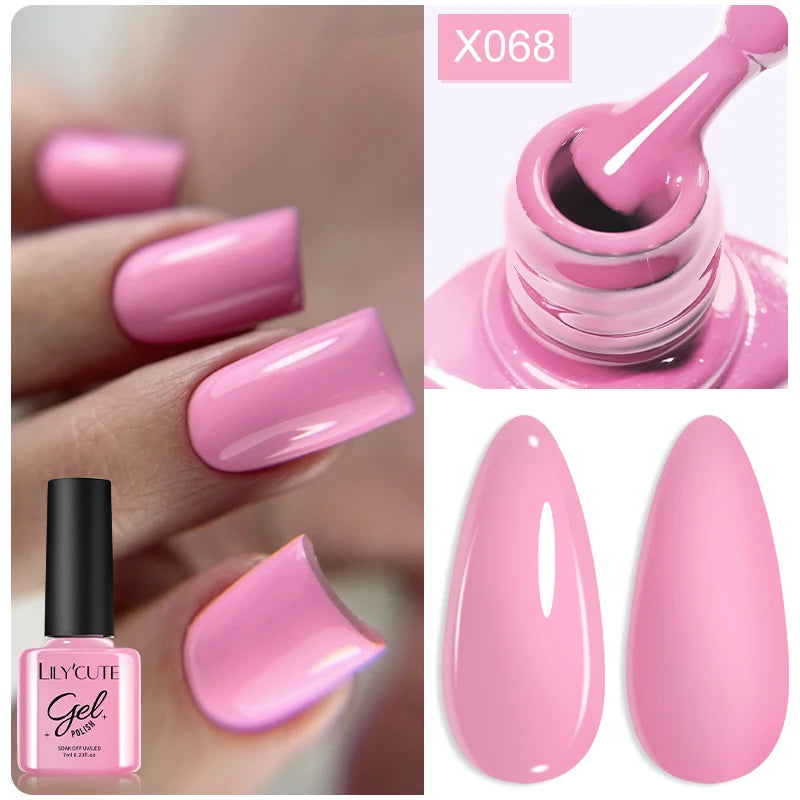 LILYCUTE 8ml Pink Dried Flower Gel Nail Polish Natural Flower Fairy Nail Art Gel Soak Off UV LED Painting Varnish For Nails DIY