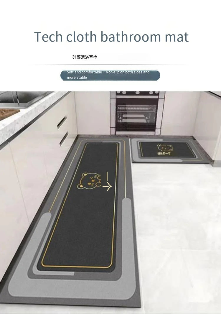 VIKAMA Crystal Velvet Minimalist Kitchen Floor Mat Absorbent Dirt Resistant Long Strip Mat Household Entrance Door Foot Mat