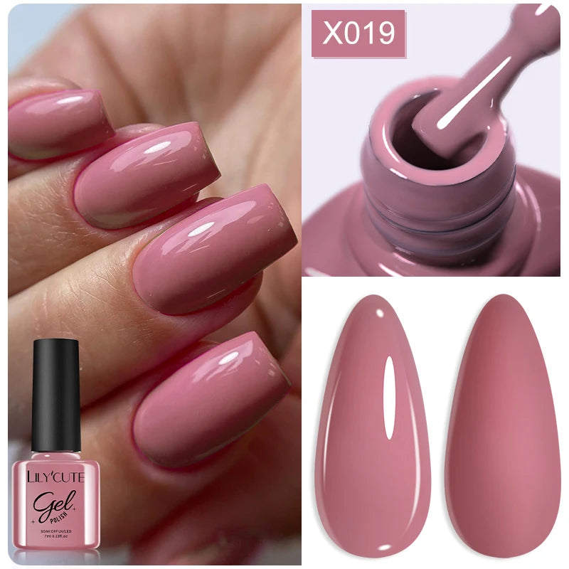 LILYCUTE 8ml Pink Dried Flower Gel Nail Polish Natural Flower Fairy Nail Art Gel Soak Off UV LED Painting Varnish For Nails DIY