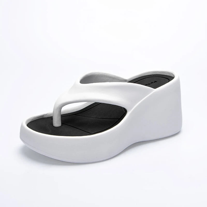 Women's Clip Toe Wedge Flip Flops 2024 Summer Chunky Platform Beach Sandals Woman Thick Sole High Heeled Eva Slippers Slides