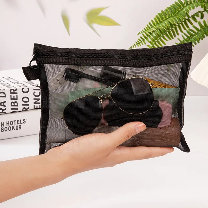 1/3pcs Mesh Clear Cosmetic Bags Small Large Black Makeup Bag Portable Travel Toiletry Organizer Case Lipstick Storage Pouch