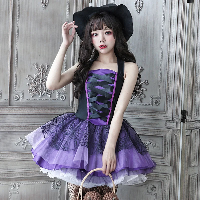 Halloween Costume For Women Witch Cosplay Anime Vampire Makeup Ball Hats Skirts Stockings Adult Witch Costume Adult Cosplay