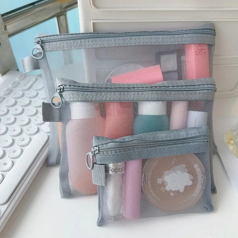 1/3pcs Mesh Clear Cosmetic Bags Small Large Black Makeup Bag Portable Travel Toiletry Organizer Case Lipstick Storage Pouch
