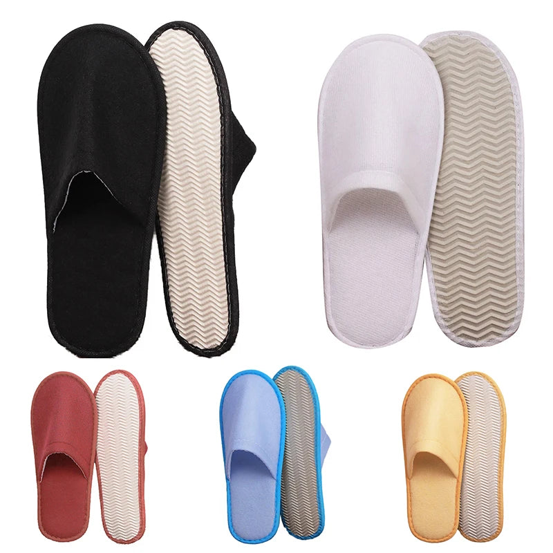 5Pairs Disposable Slippers Hotel Travel Slipper Party Home Guest Men Women Unisex Closed Toe Anti-slip Slippers Sanitary Sandals