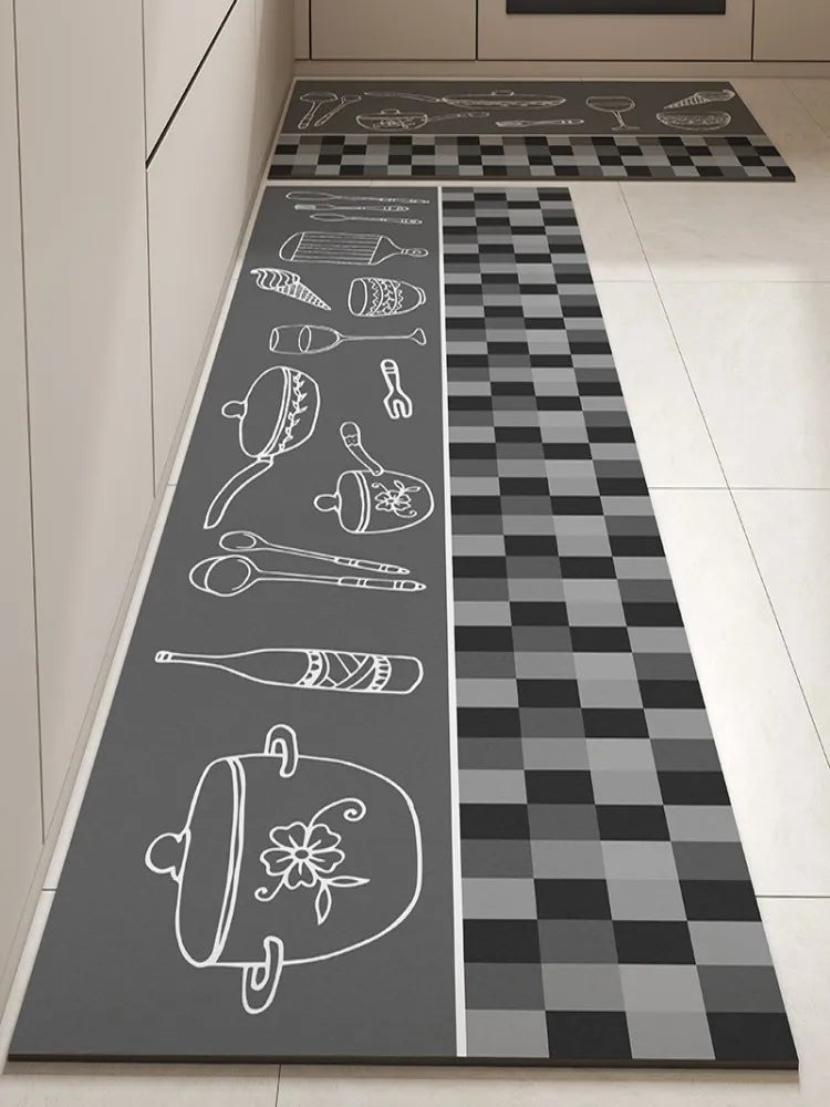 VIKAMA Kitchen Long Rug Diatomite Mat Super-Absorbent Kitchen Floor Mat Anti-Slip Bathroom Foot Pad Room Door Mat