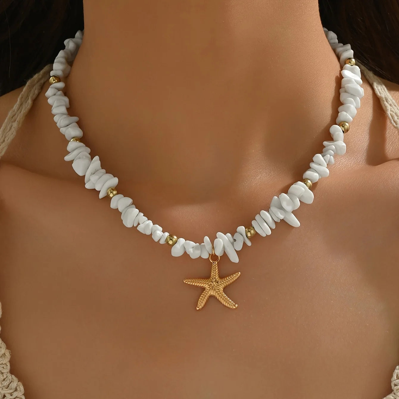 New Beach Style Seashell Necklace Beaded Choker Necklaces for Women Handmade Starfish Pendant Fashion Ocean Jewelry Чокер