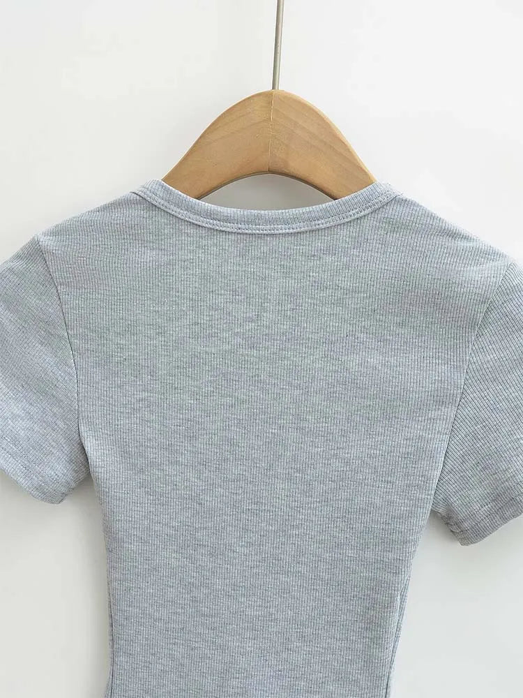 Square Collar High Stretch Summer Crop Tops Women Short Sleeve Tops Sexy Pullover Bottoming Blouses Slim T-shirt