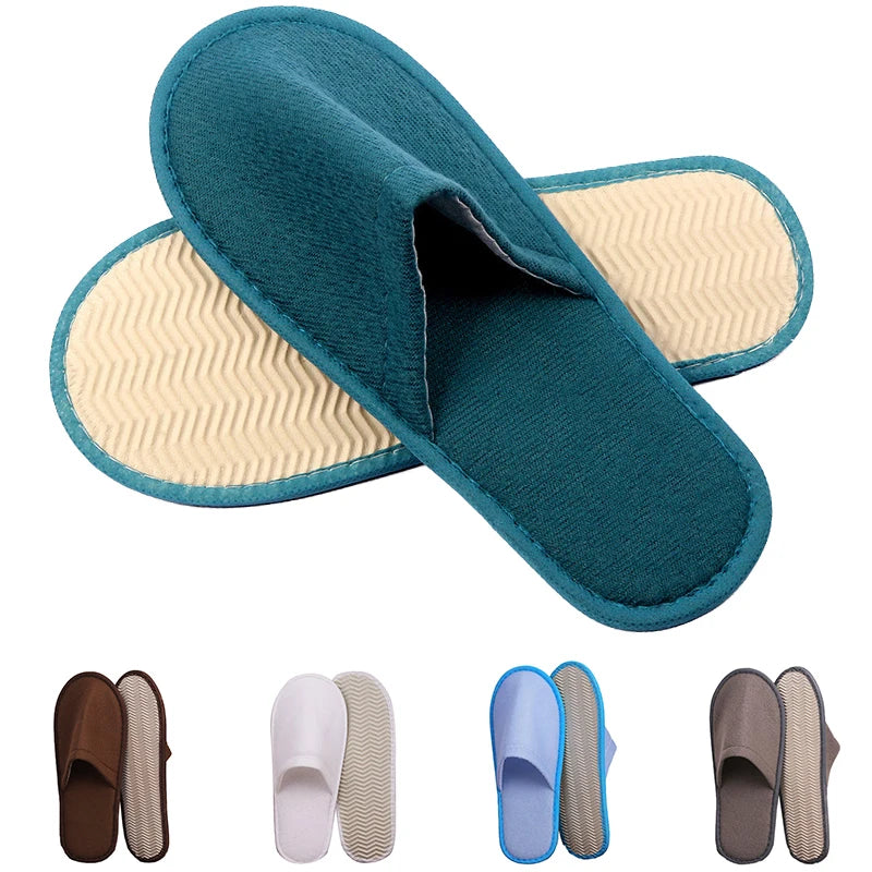 5Pairs Disposable Slippers Hotel Travel Slipper Party Home Guest Men Women Unisex Closed Toe Anti-slip Slippers Sanitary Sandals