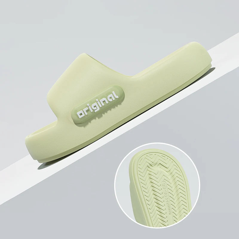 Thick Platform Pillow Slippers Women 2025 Summer Soft Sole Eva Cloud Slippers Woman Letter Print Non Slip Indoor House Shoes